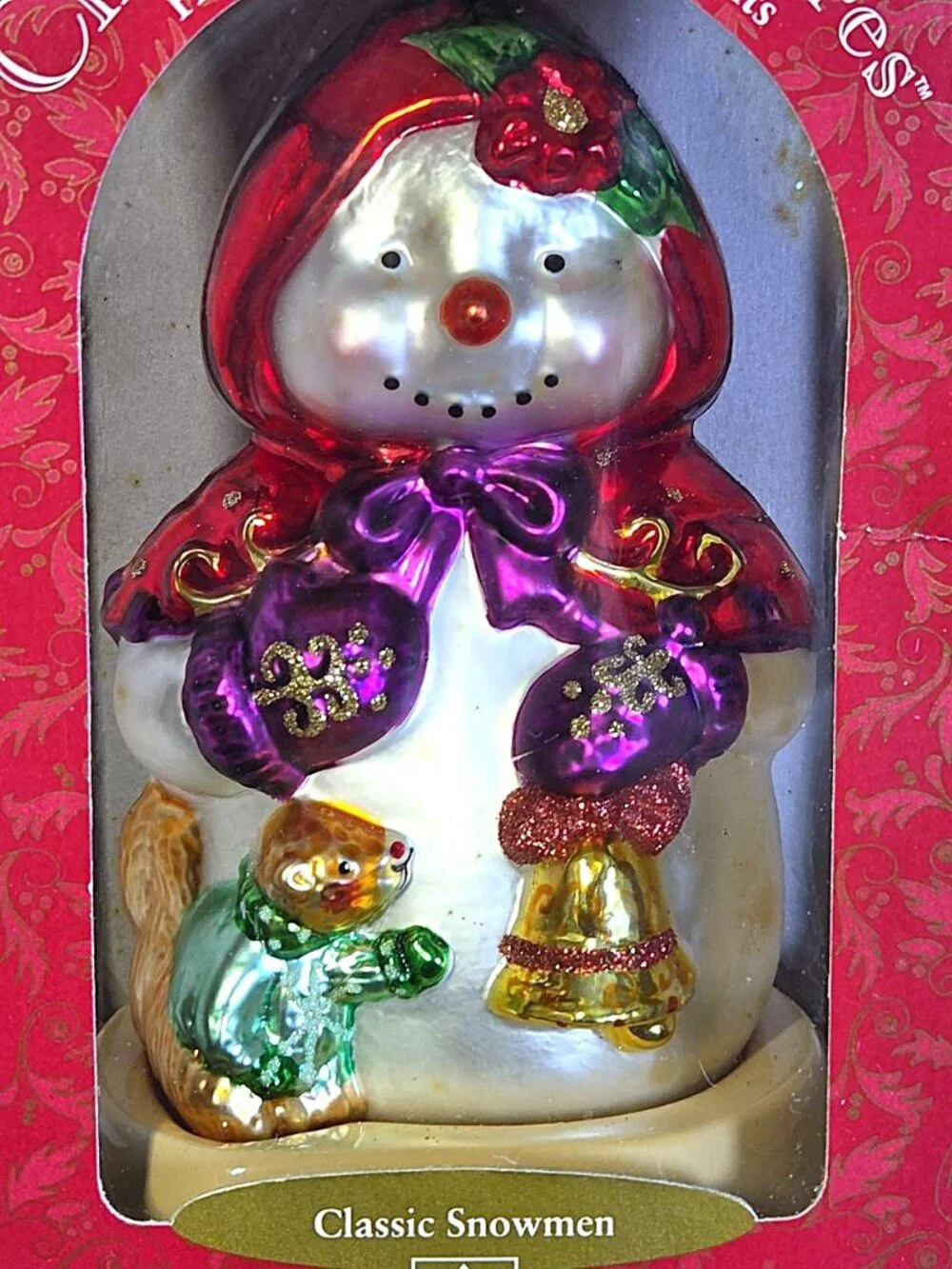VTG Brass Key Christmas Treasures Classic Snowman Caped Snowman Ornament MIB